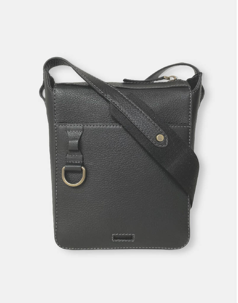 Hackthorn Leather Cross Body Bag in Black - Image 3