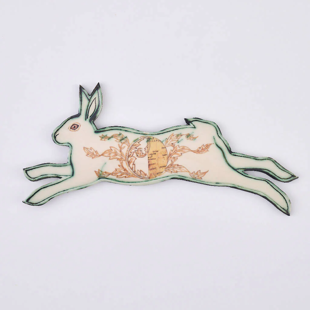 Half Moon Phase Hare Hanging Ceramic Decoration