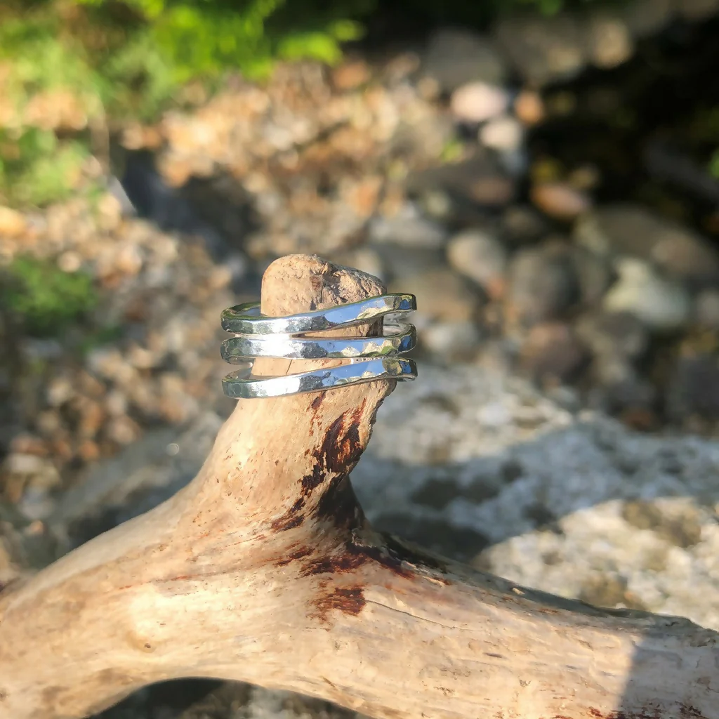 Hammered Sterling Silver Surf Wave Ring - Image 2
