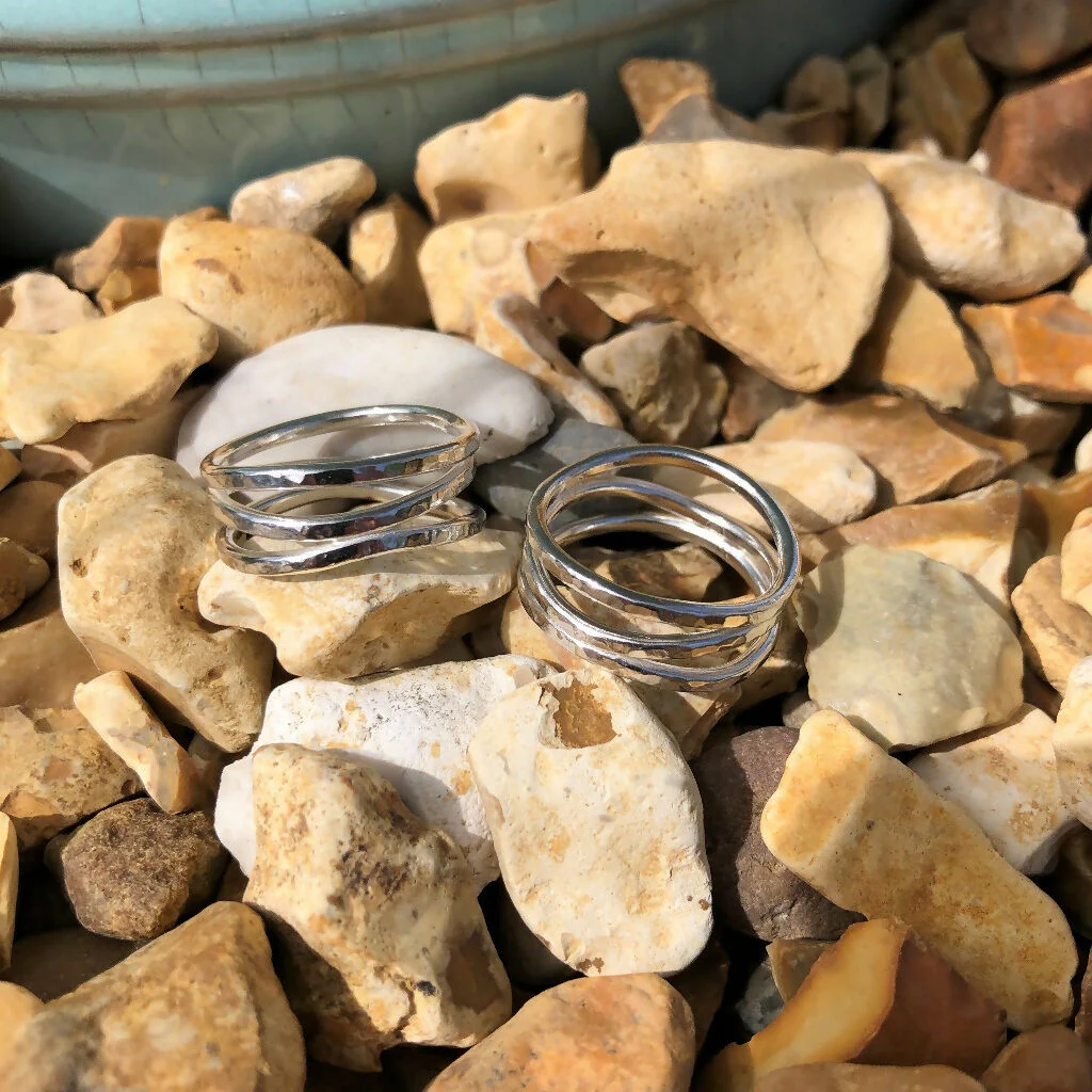 Hammered Sterling Silver Surf Wave Ring - Image 5