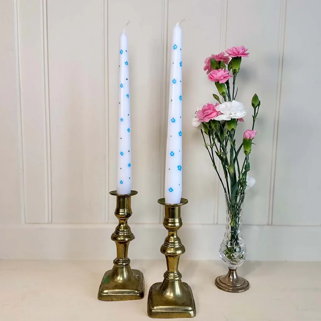 HAND PAINTED CANDLES - FORGET-ME-NOTS - Image 2