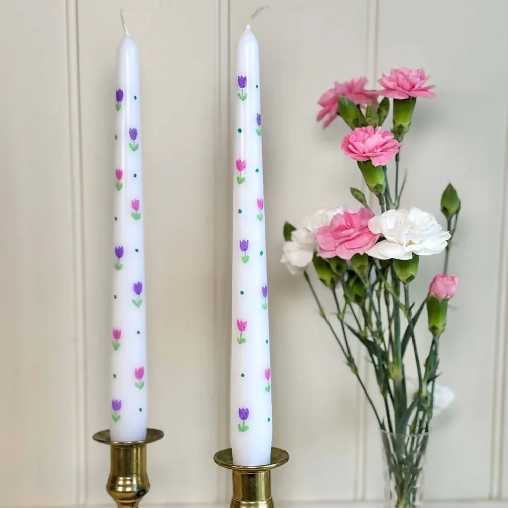 HAND PAINTED CANDLES - TULIPS