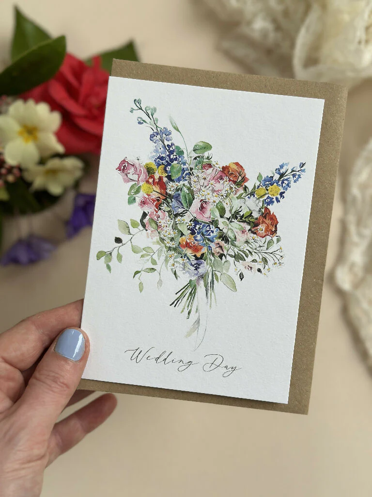 Hand-Painted Floral Wedding Card – A Timeless Keepsake - Image 3