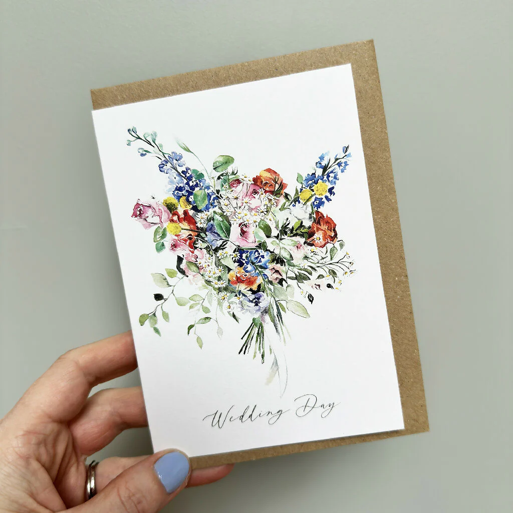 Hand-Painted Floral Wedding Card – A Timeless Keepsake - Image 4
