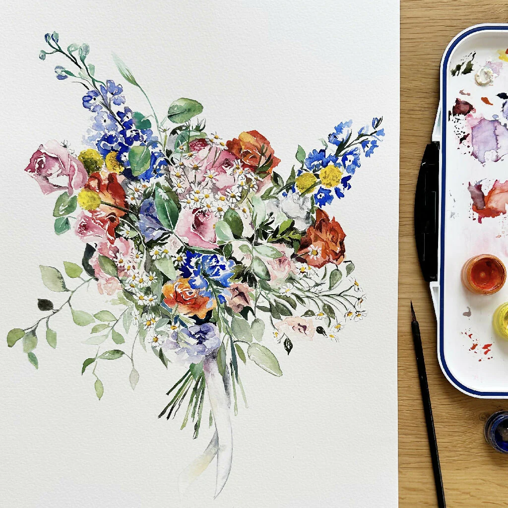 Hand-Painted Floral Wedding Card – A Timeless Keepsake - Image 5