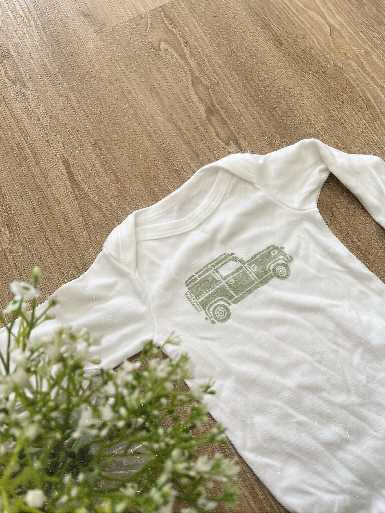 Hand Printed Land Rover Baby Grow - Image 2