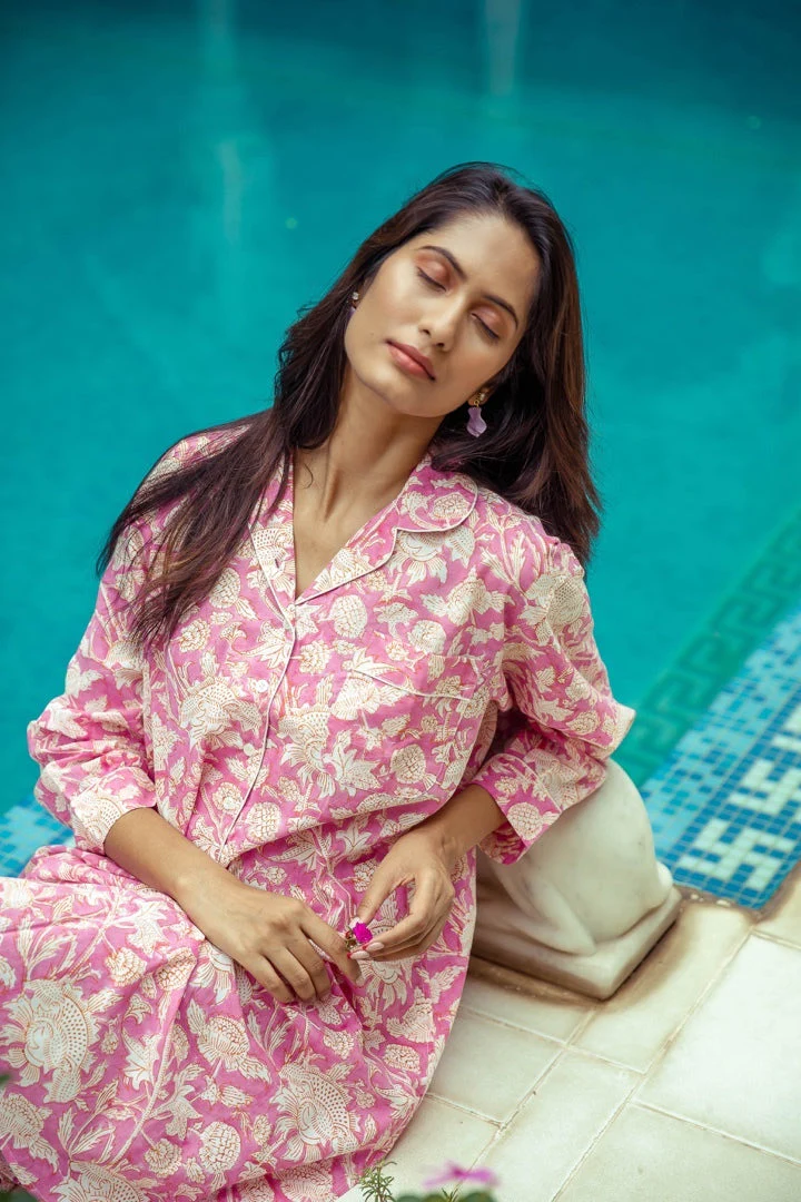 Hand Printed Nightshirt- De-Nimes Blue - Image 4