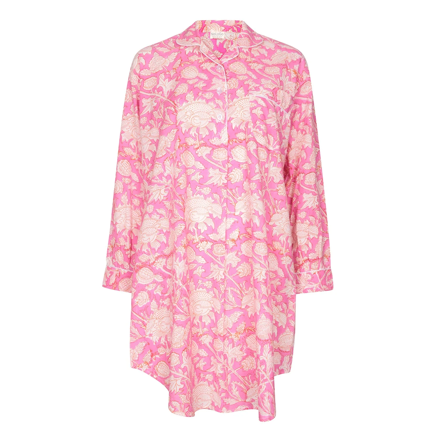 Hand Printed Nightshirt- Hibiscus Pink - Image 2