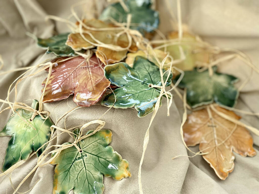Hand Sculpted Personalised Sycamore Ceramic Leaf Place Setting/Wall hanging - Image 3