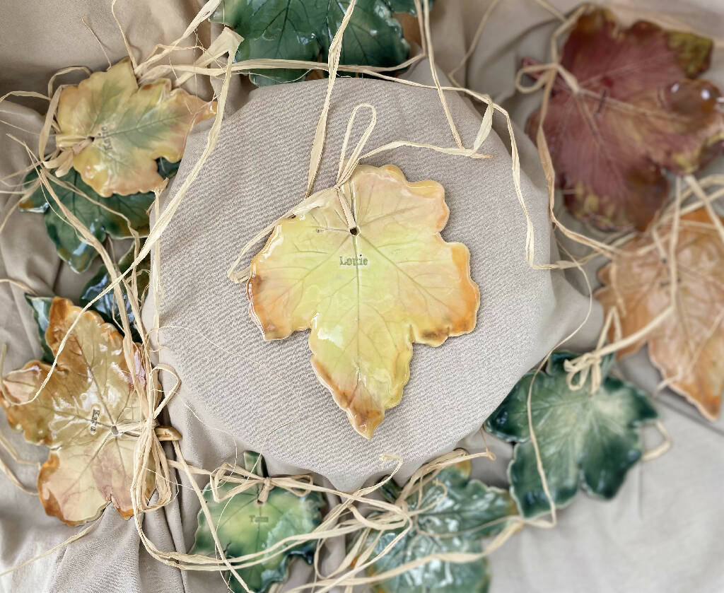 Hand Sculpted Personalised Sycamore Ceramic Leaf Place Setting/Wall hanging - Image 8