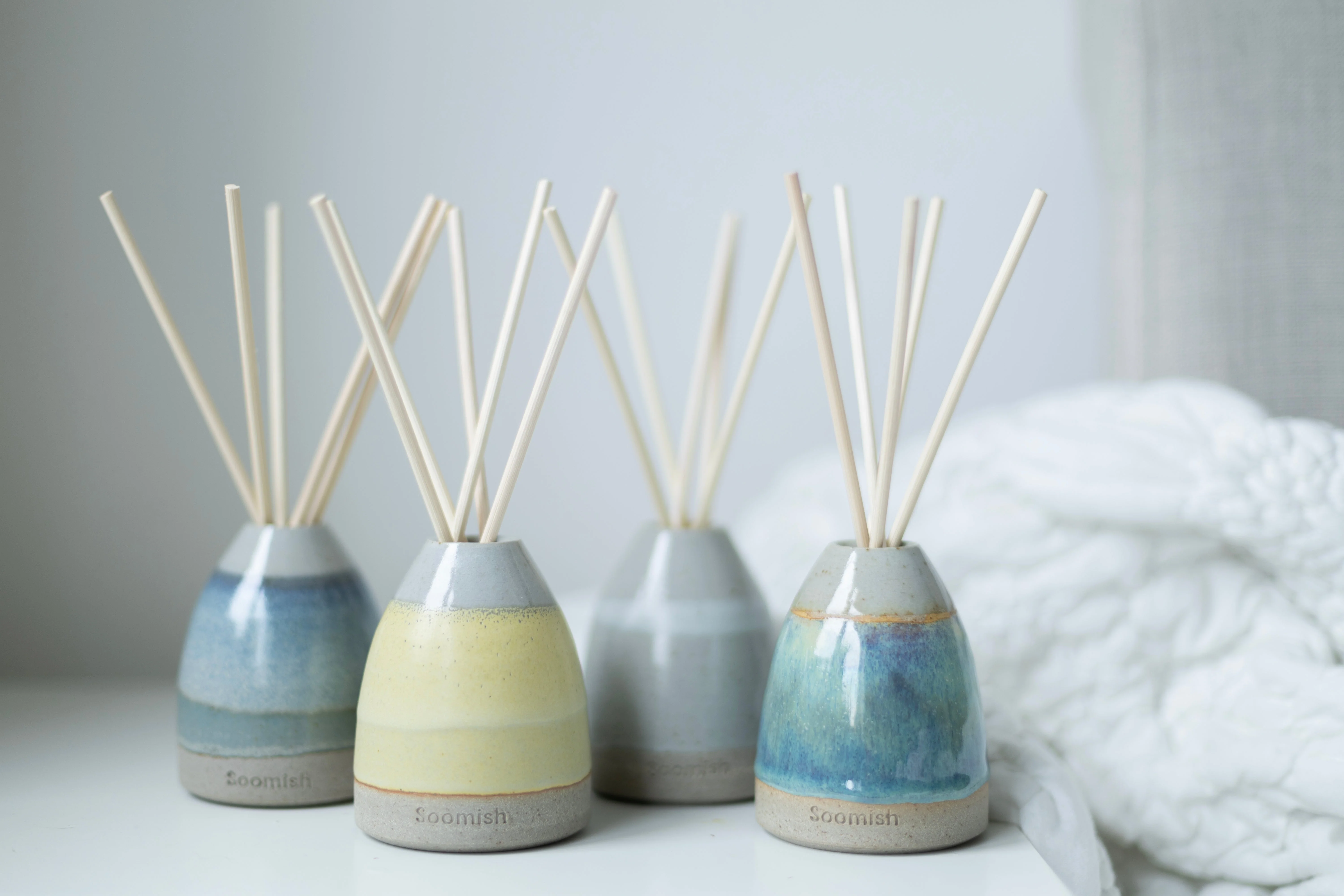 Hand thrown Ceramic Reed Diffuser - Grey Mist - Image 3