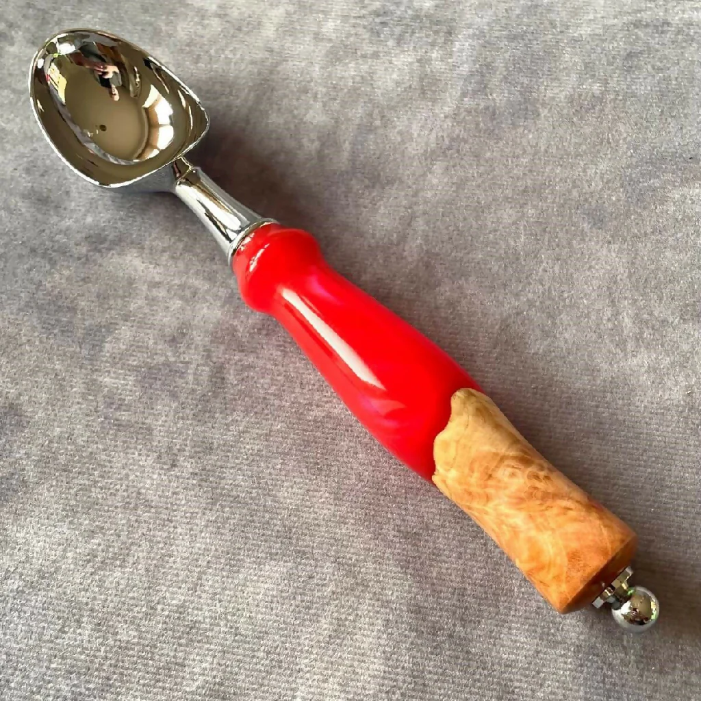 Hand-Turned Burr & Resin Ice Cream Scoop | Yorkshire Handmade - Image 5