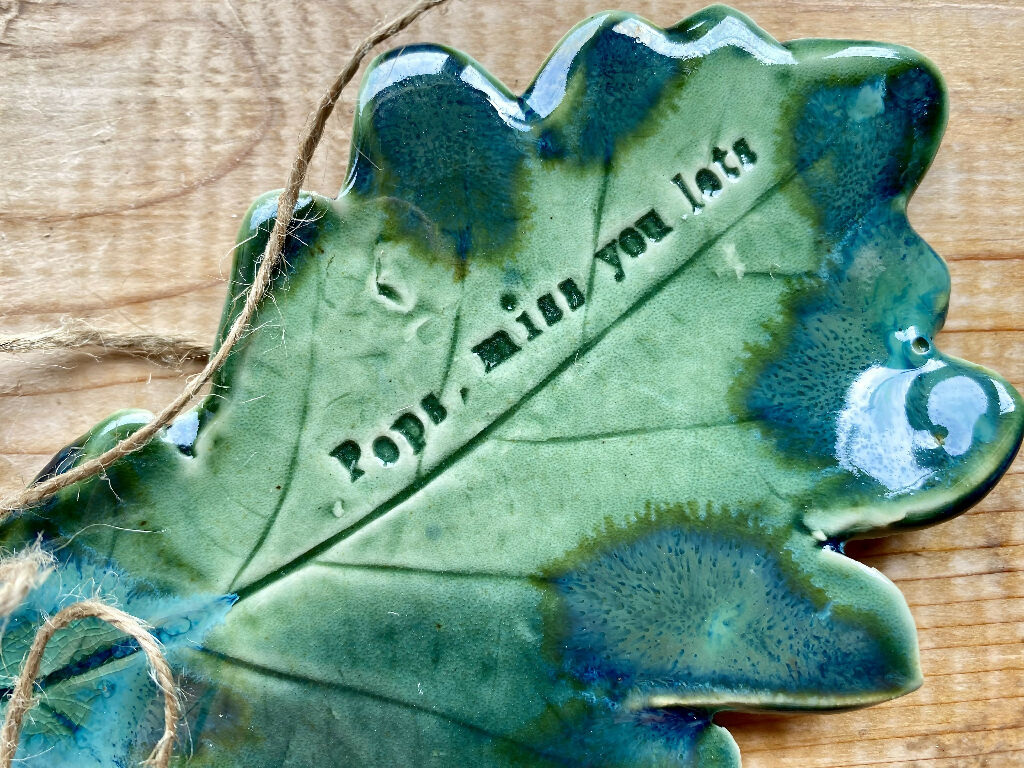Handcrafted Ceramic Sycamore & Oak Leaf Memorial - Image 4