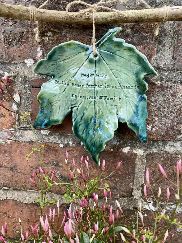 Handcrafted Ceramic Sycamore & Oak Leaf Memorial - Image 5