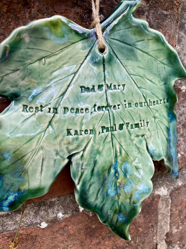 Handcrafted Ceramic Sycamore & Oak Leaf Memorial - Image 6