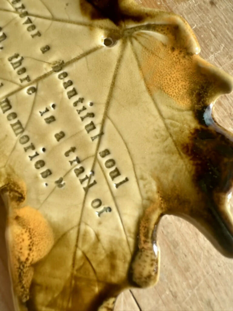 Handcrafted Ceramic Sycamore & Oak Leaf Memorial - Image 9