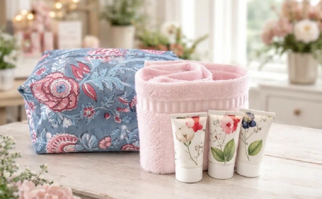 Handmade Blue - pink Flower Wash Bag – Travel Toiletries   - Image 2