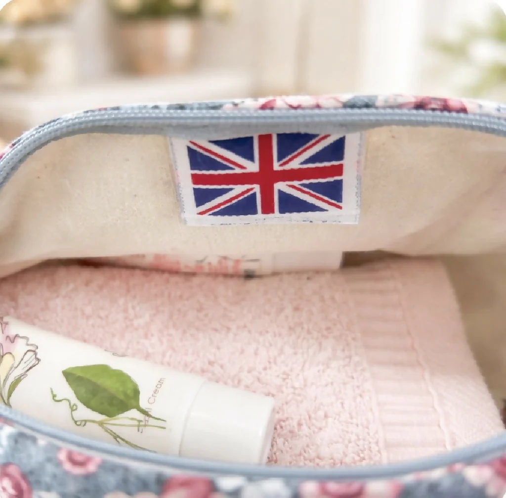Handmade Blue - pink Flower Wash Bag – Travel Toiletries   - Image 3