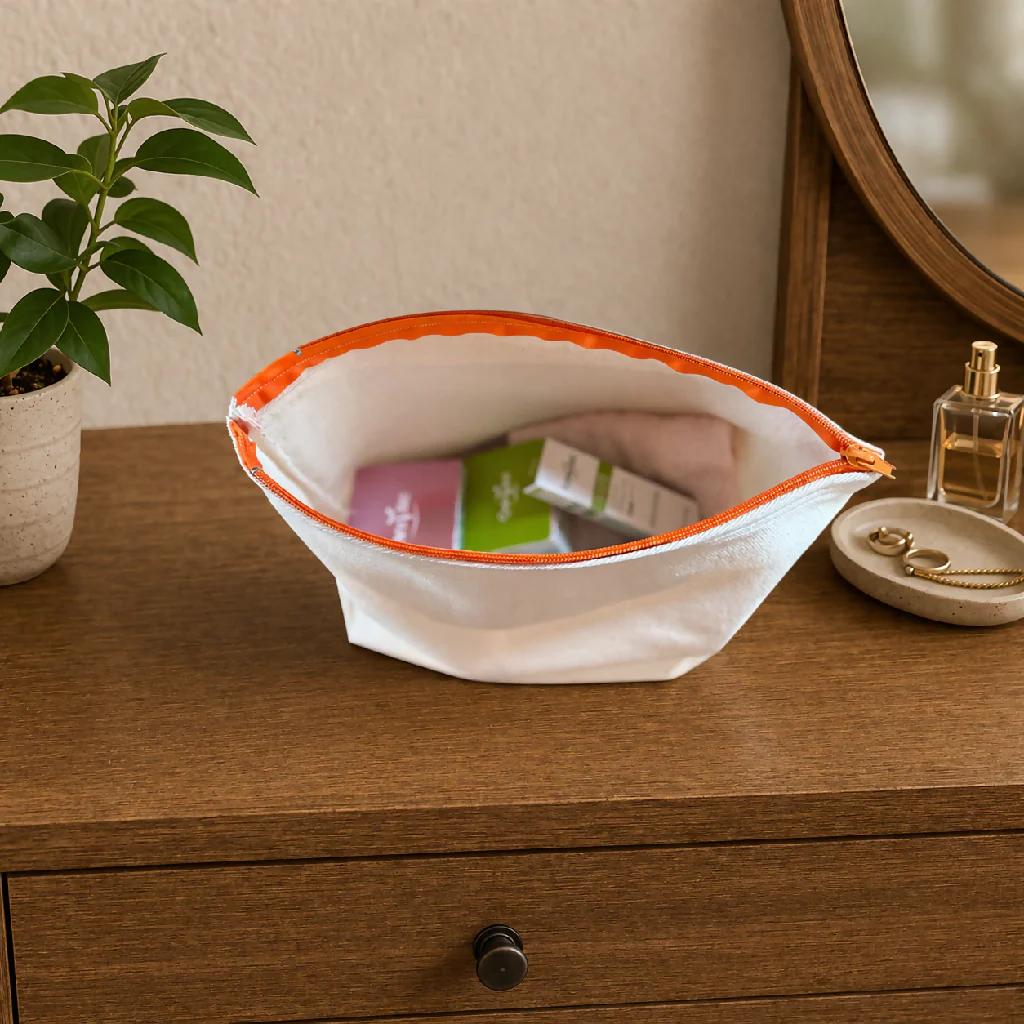 Handmade Cream Organic Cotton Washbag – Travel Toiletries - Image 2