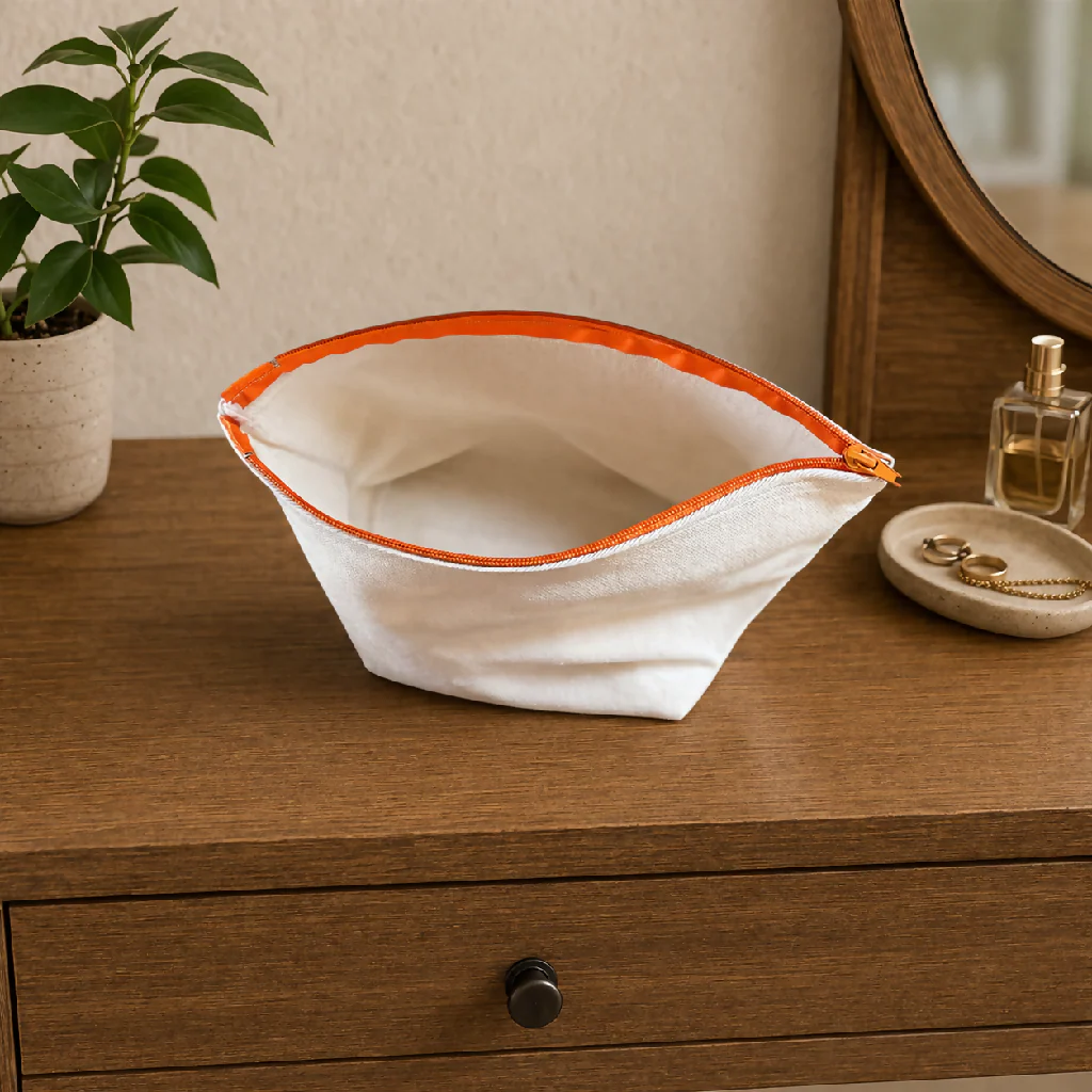 Handmade Cream Organic Cotton Washbag – Travel Toiletries - Image 4