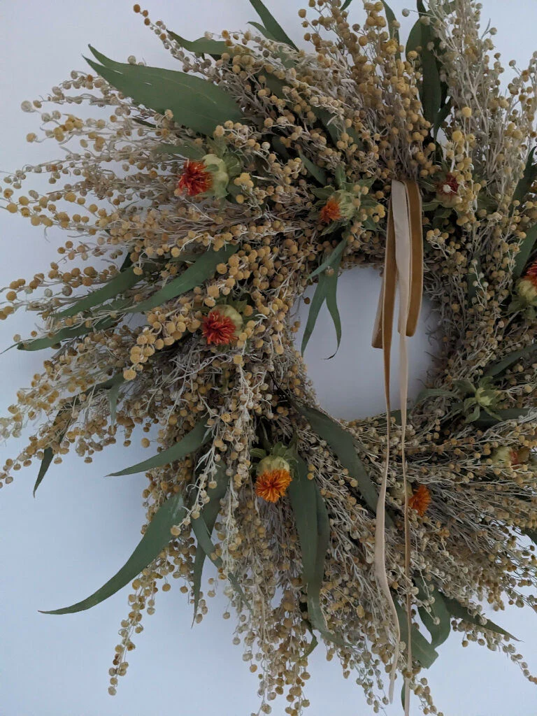Handmade Dried Everlasting Wreath - Mimosa Style - Image 2