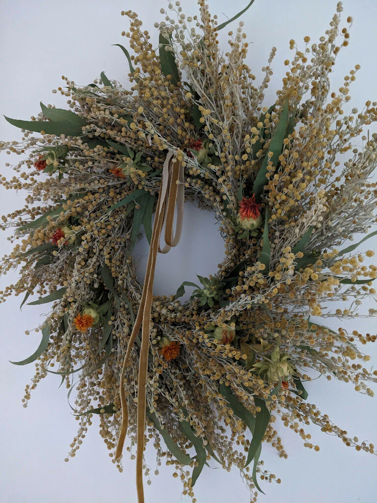 Handmade Dried Everlasting Wreath - Mimosa Style - Image 3