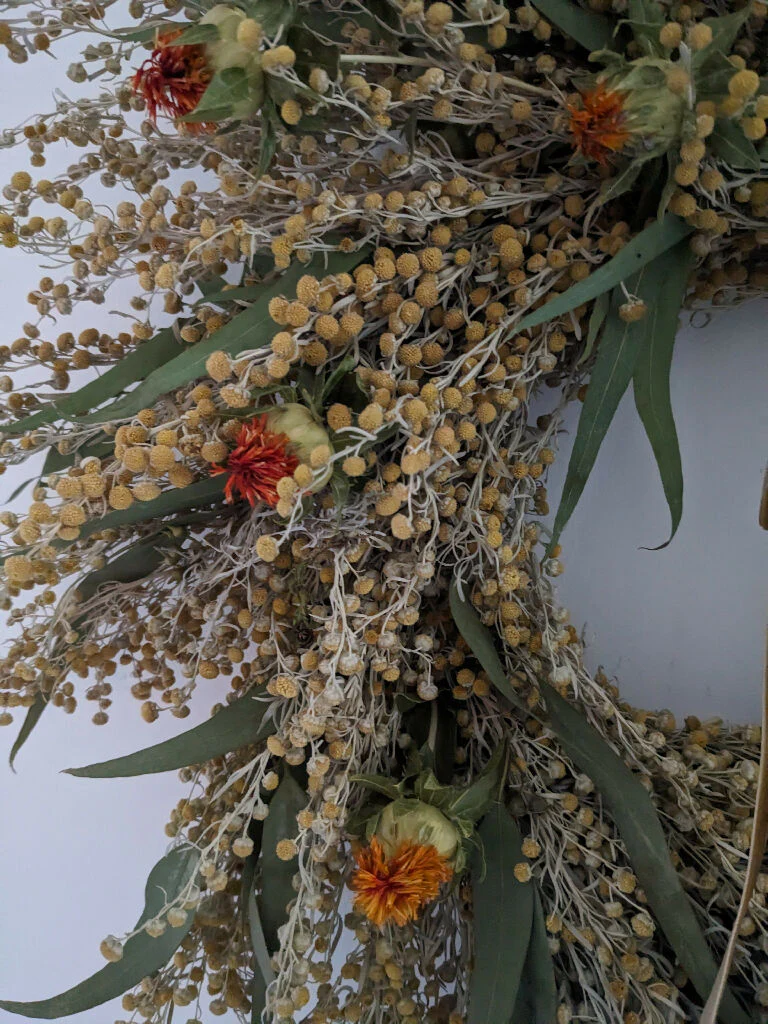 Handmade Dried Everlasting Wreath - Mimosa Style - Image 4