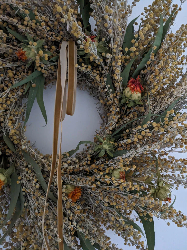 Handmade Dried Everlasting Wreath - Mimosa Style - Image 5