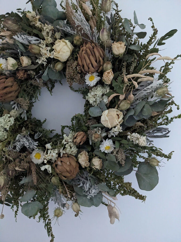 Handmade Forever Wreath – White, Green and Muted Tones - Image 3