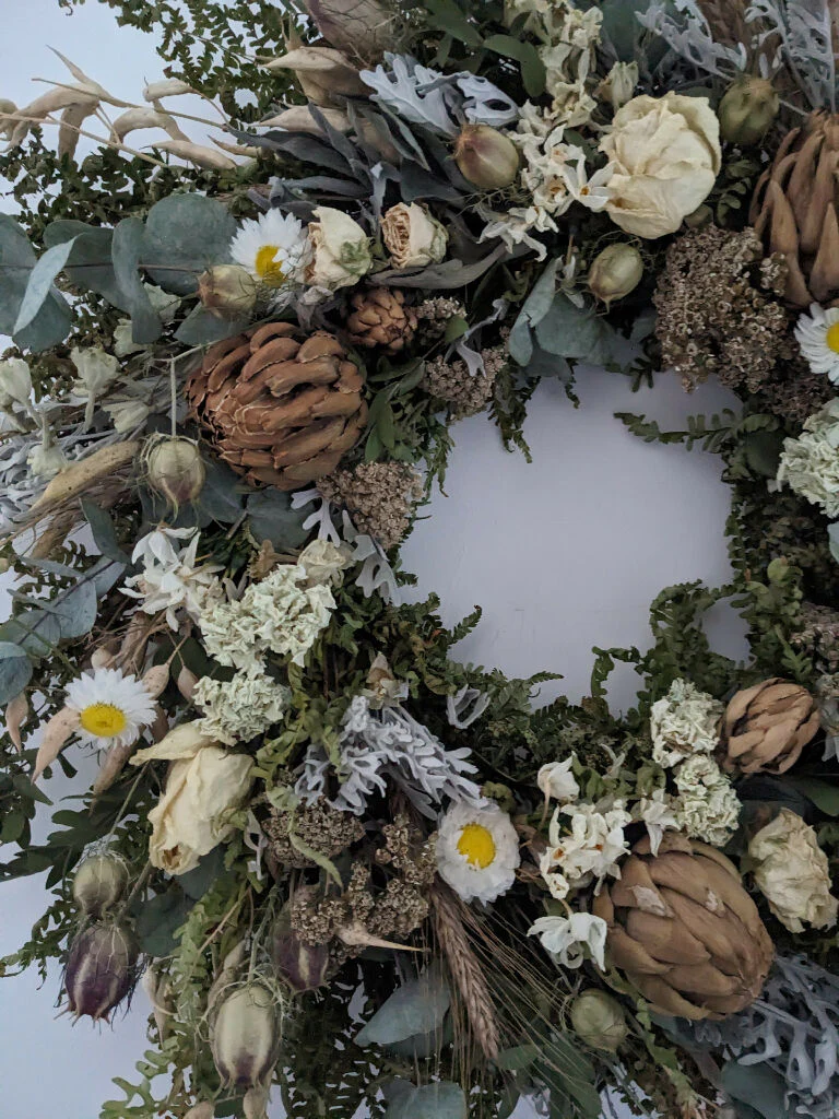 Handmade Forever Wreath – White, Green and Muted Tones - Image 4