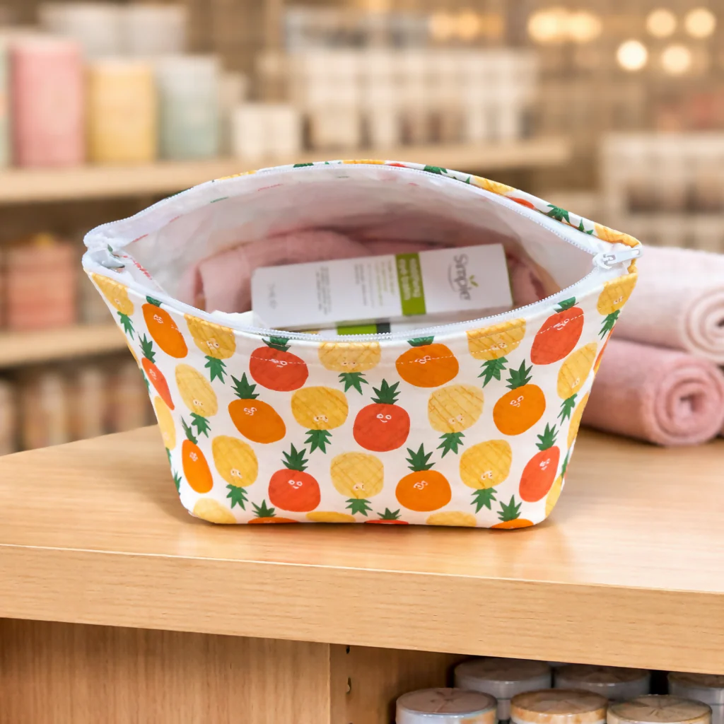 Handmade FruityFriends Cotton Washbag – Travel Toiletry Bag - Image 2