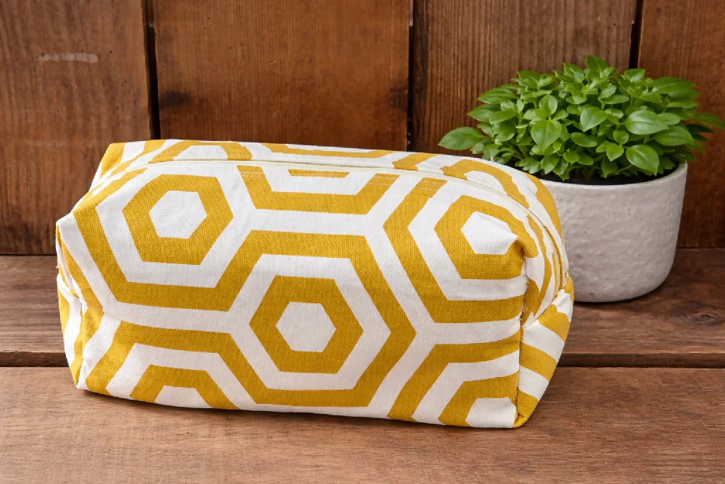  Handmade Hex Saffron Wash Bag – Travel Toiletries