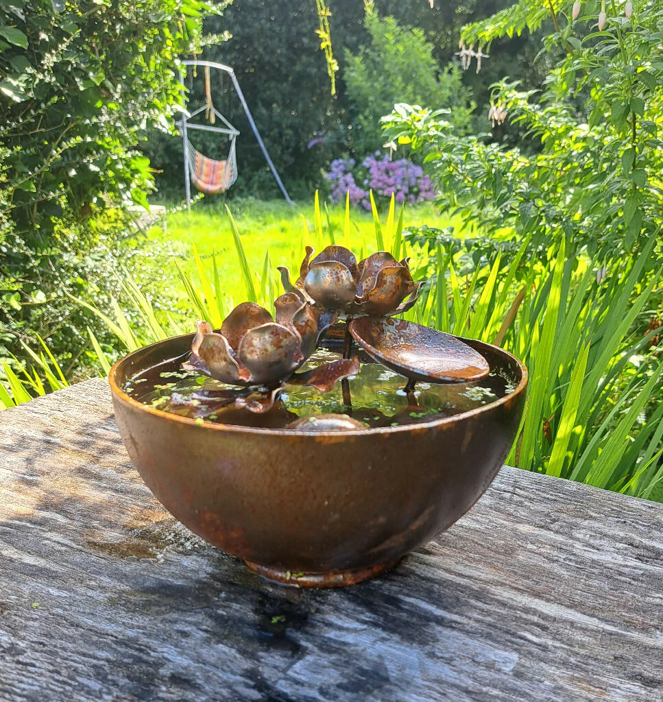 Handmade Lily Garden Water Bowl - Wildlife Water Dish for Garden