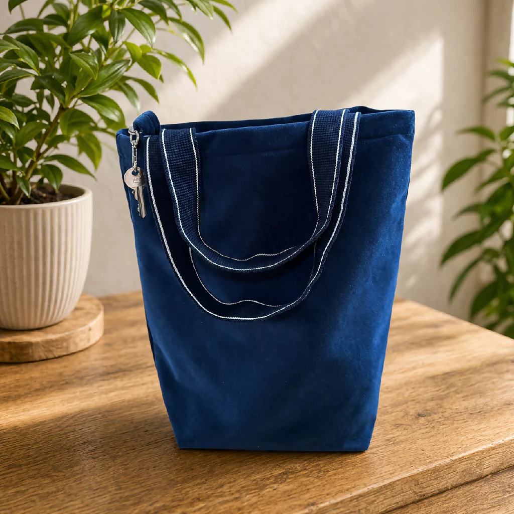 Handmade Navy  Tote Bag & Purse Set – Eco-Friendly velour - Image 2