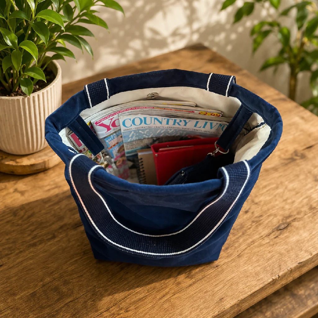 Handmade Navy  Tote Bag & Purse Set – Eco-Friendly velour - Image 3