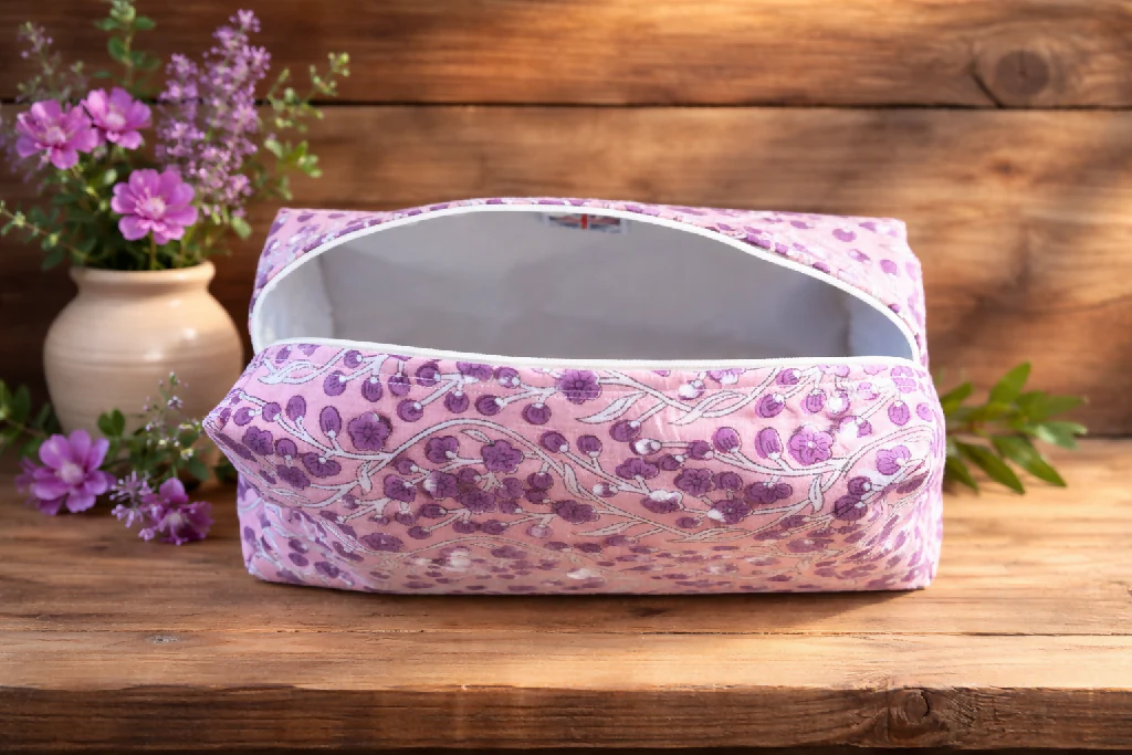 Handmade Pink Flower Wash -Bag Travel Toiletries - Image 6