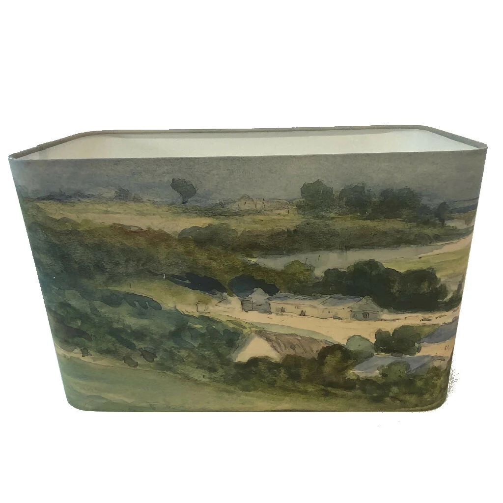 Handmade Rectangular Lampshade with Watercolour Landscape - Image 3