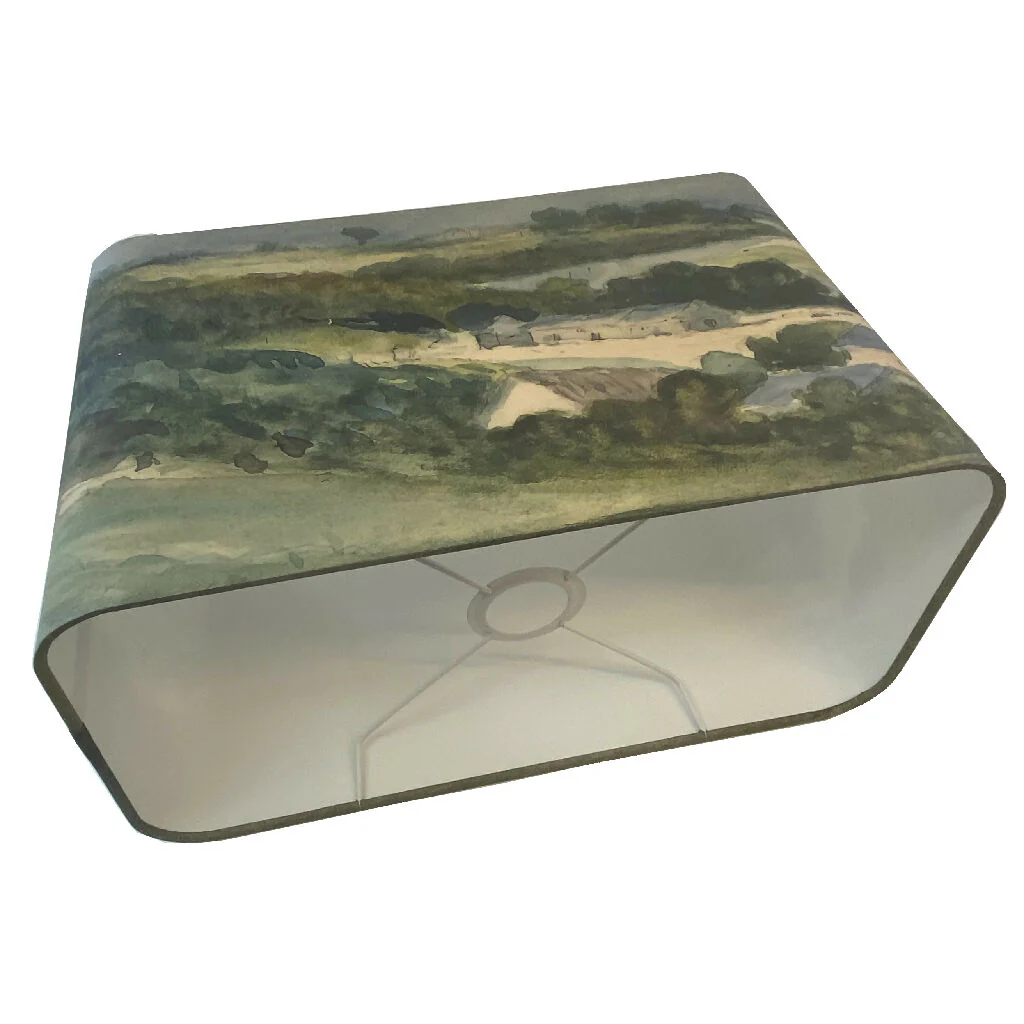 Handmade Rectangular Lampshade with Watercolour Landscape - Image 4