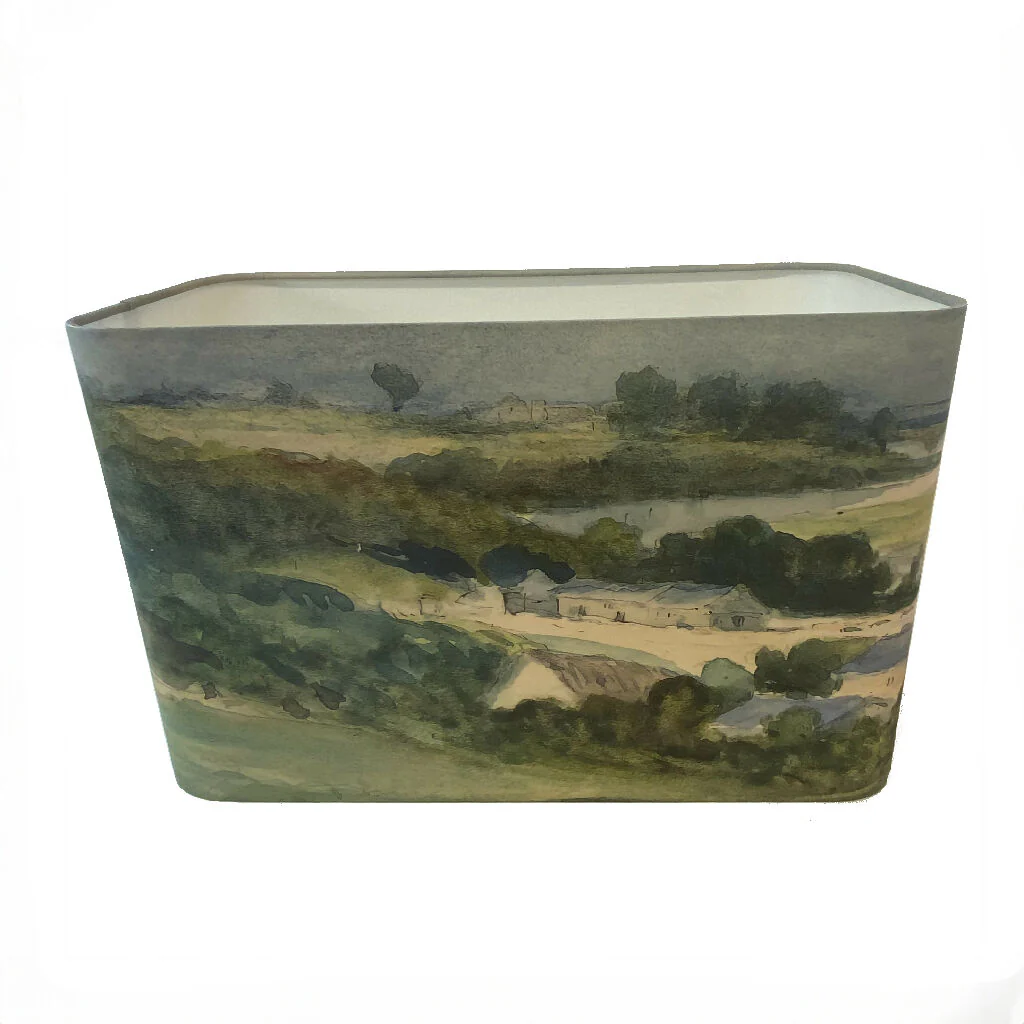 Handmade Rectangular Lampshade with Watercolour Landscape - Image 5