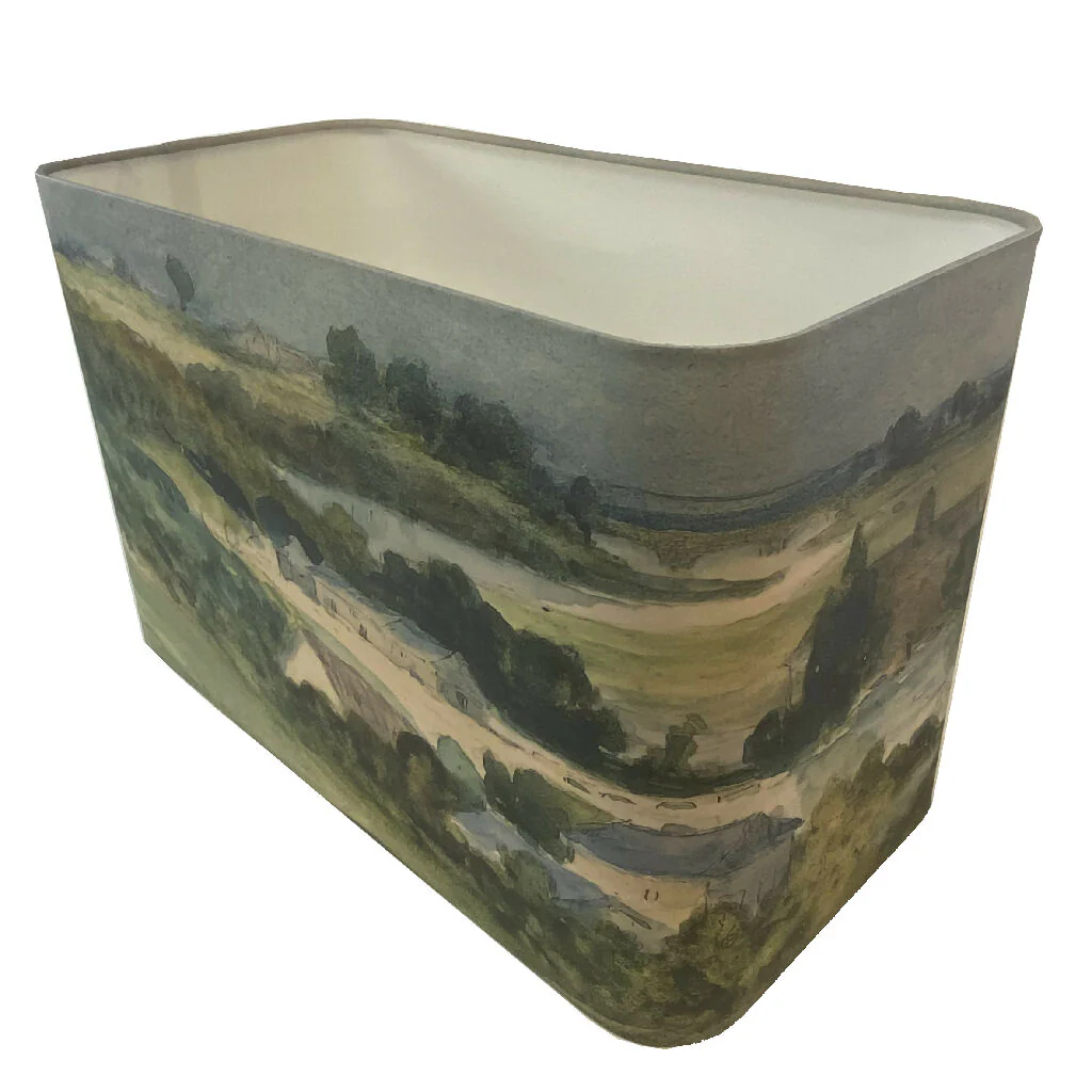 Handmade Rectangular Lampshade with Watercolour Landscape - Image 8