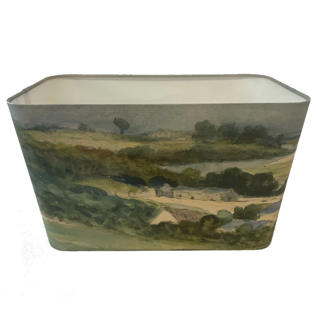 Handmade Rectangular Lampshade with Watercolour Landscape - Image 9