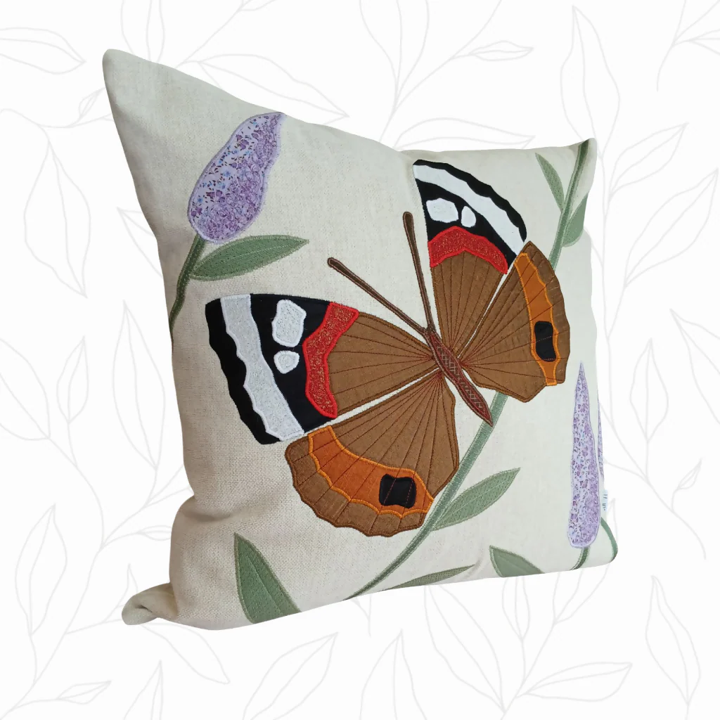 Handmade Red Admiral Butterfly Cushion - Image 3