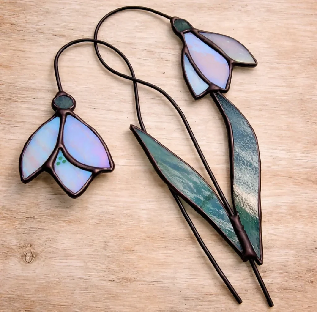 Handmade Stained Glass Snowdrop – Single Stem Tiffany Style Spring Flower - Image 5