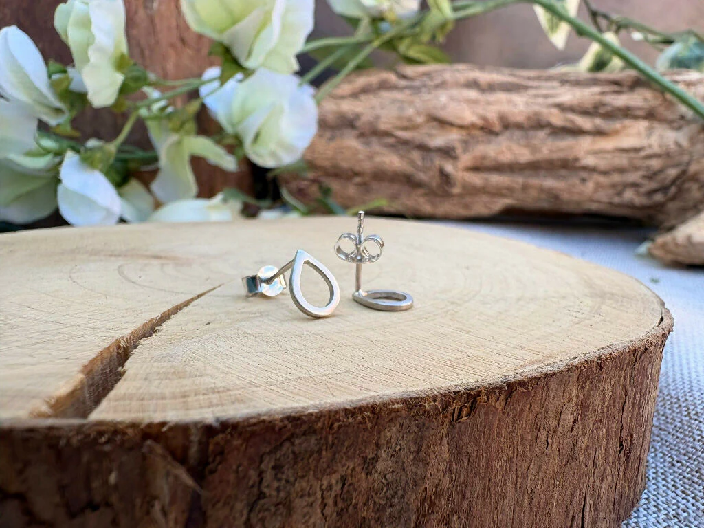 Handmade Sterling Silver Dewdrop Stud Earrings - Image 2