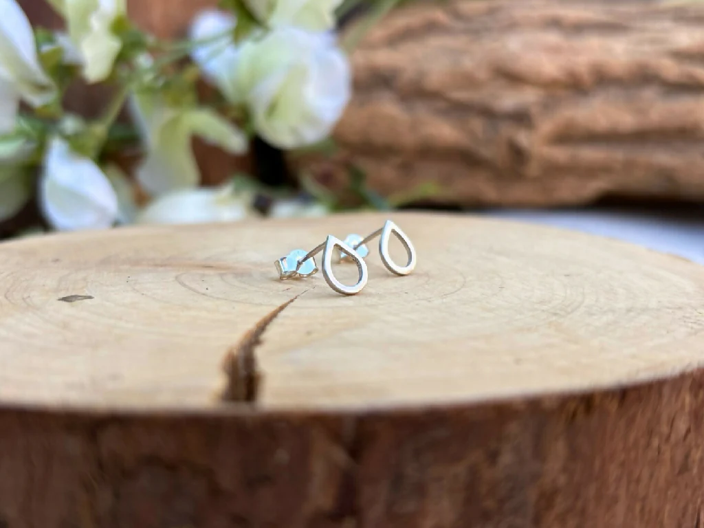 Handmade Sterling Silver Dewdrop Stud Earrings - Image 4