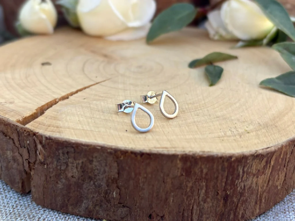 Handmade Sterling Silver Dewdrop Stud Earrings - Image 5