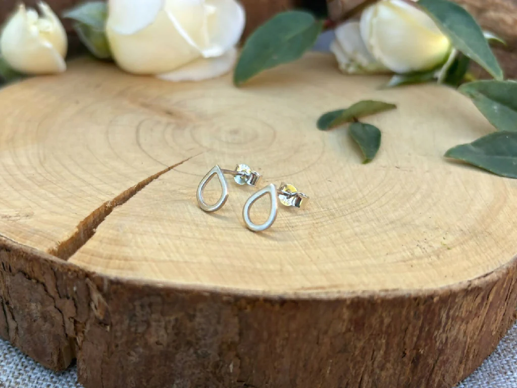 Handmade Sterling Silver Dewdrop Stud Earrings - Image 6