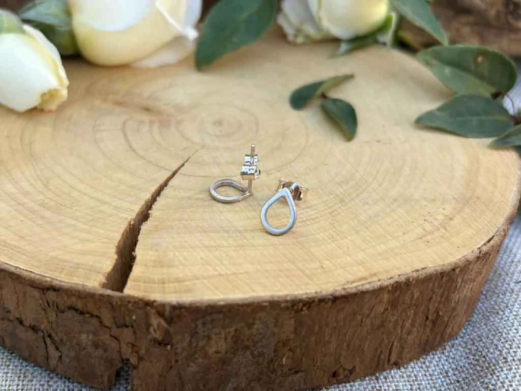 Handmade Sterling Silver Dewdrop Stud Earrings - Image 7