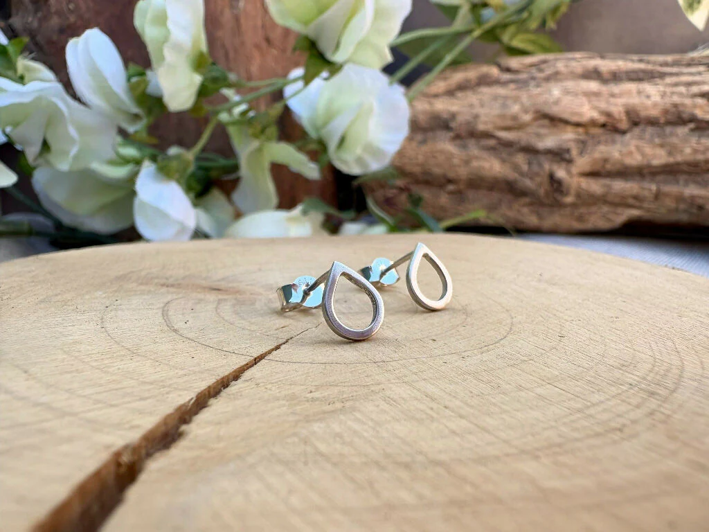 Handmade Sterling Silver Dewdrop Stud Earrings - Image 9