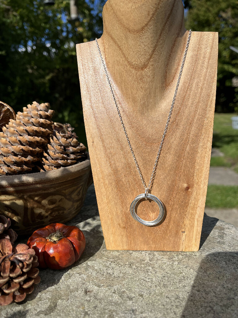 Handmade Sterling Silver Three Hoop Interlocking Necklace